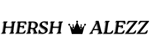 Logotipo ALEZZ OUD en letras negras estilizadas, con una corona negra entre «HERSH» y «ALEZZ».