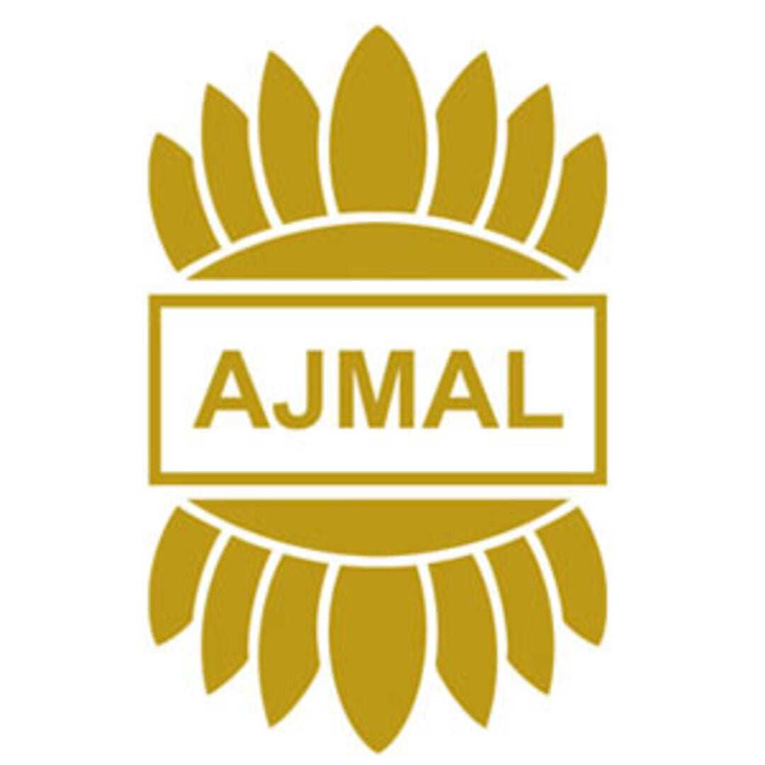 Logotipo de Ajmal, casa histórica de perfumes árabes y oud del Medio Oriente.