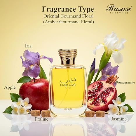 RASASI Hawas For Her - Eau de Parfum 100ML (3.4 OZ) - Perfume Árabe Premium Para Mujeres, Un Perfume Exclusivo Para Mujeres de Fragancia Duradera Para Frescura Todo el Día, Regalo Ideal Para Mujeres