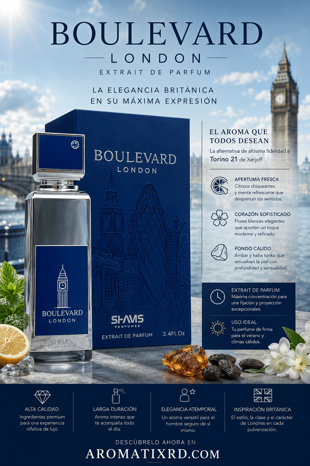 Boulevard London (Extrait de Parfum) – Shams Perfumes - Aromatix RD