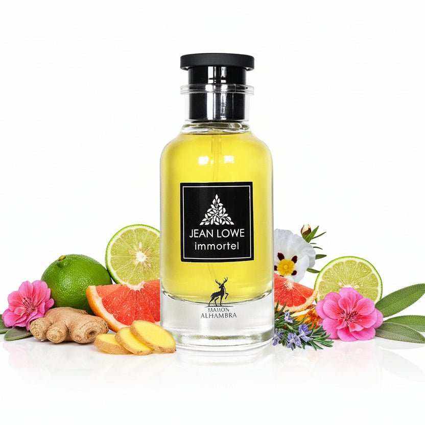 Frasco de perfume Jean Lowe Immortel Maison Alhambra aroma fresco y especiado