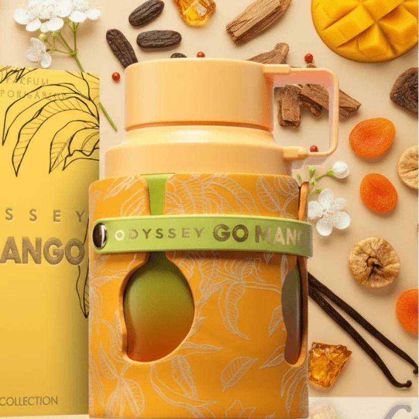 Perfume Odyssey Go Mango Armaf con fragancia unisex oriental-floral y aroma tropical a mango