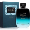 Perfume Rasasi Hawas Malibu con notas frutales y aroma fresco veraniego